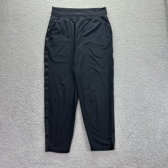 Athleta Nolita Slim Tapered Pant 12 Black Stretch Zip Pocket Elastic Waist Crop - Picture 1 of 10